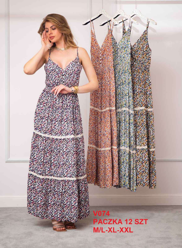 Sukienki damskie Roz M-2XL, Mix Kolor .Paczka 12 szt 1